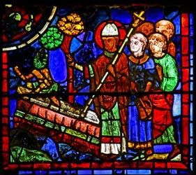 Hl. Martin exorziert einen Dämon aus dem Grab eines vermeintlichen Märtyrers, Szene aus dem Leben des Hl. Martin, Kathedrale von Chartres